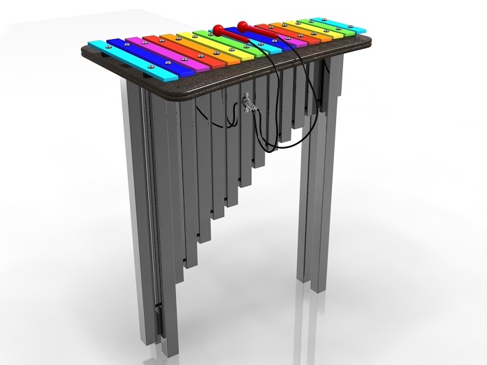 3D-tekening van outdoor xylofoon Capella