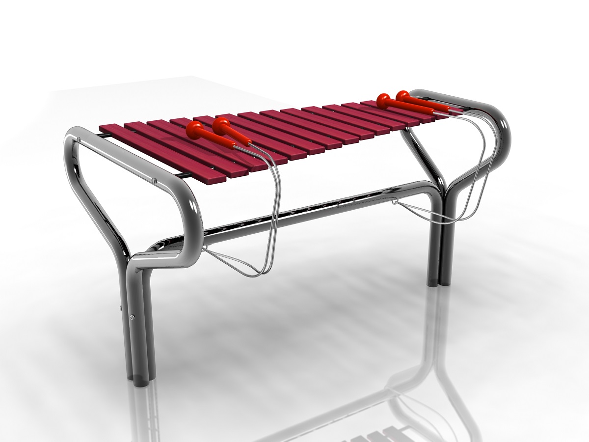 Marimba voor buiten, in robuust rvs-frame